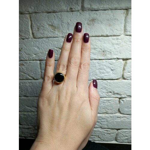 Кольцо Irina Moro, агат, безразмерное, черный, золотой