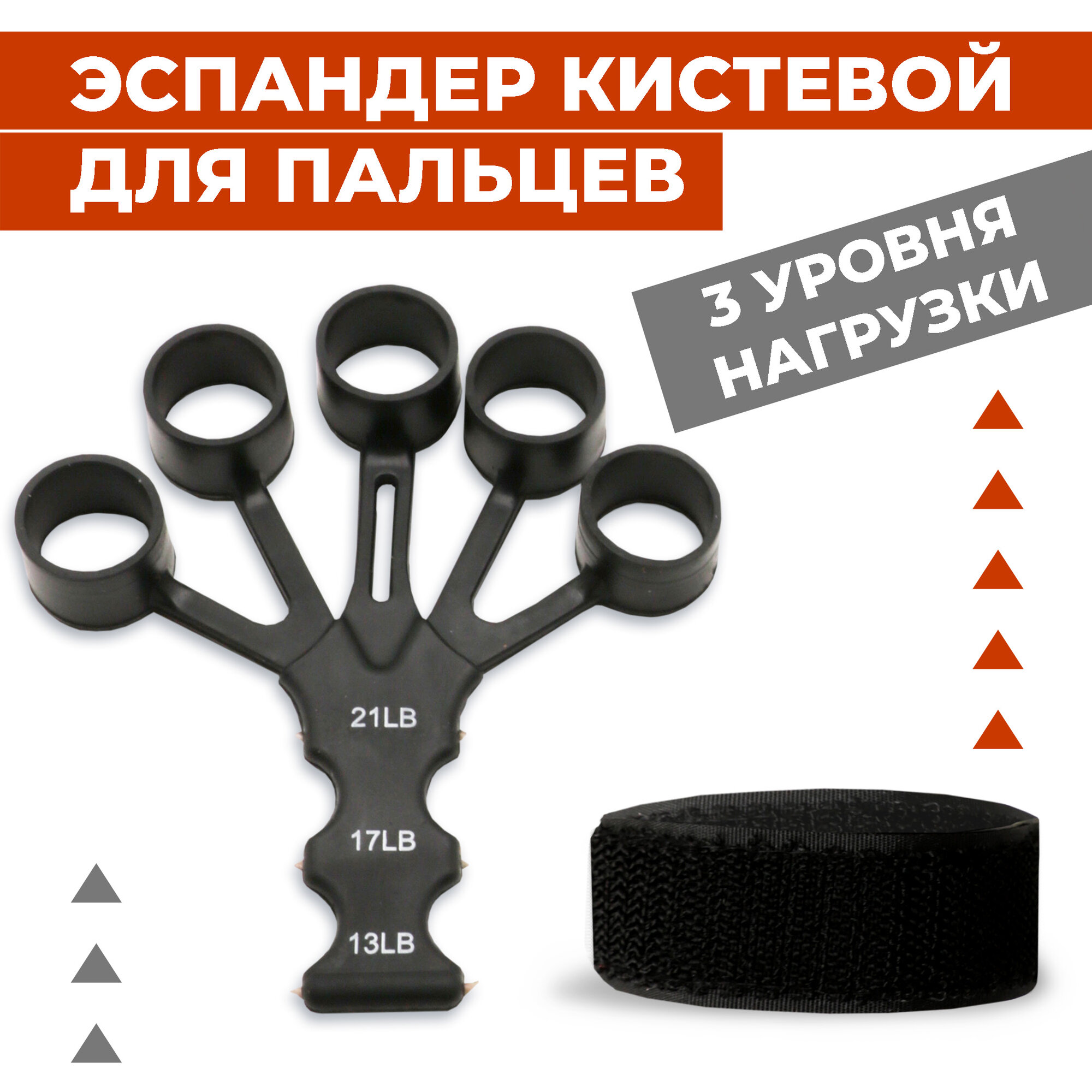 Эспандер кистевой Boomshakalaka, тренажер для пальцев, универсальный, 3 уровня нагрузки: 5,9 кг; 7,7 кг; 9,5 кг