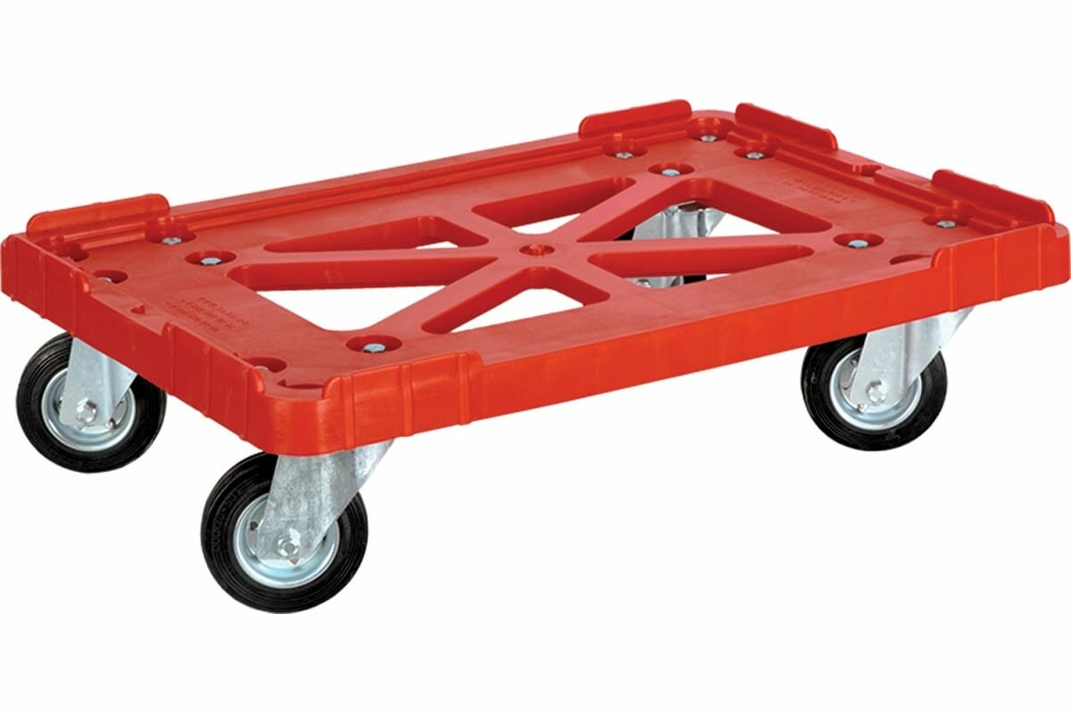 фото Тара. ру Тележка п/э 600х400 чёрные резиновые колёса, Россия цв. красный 08166