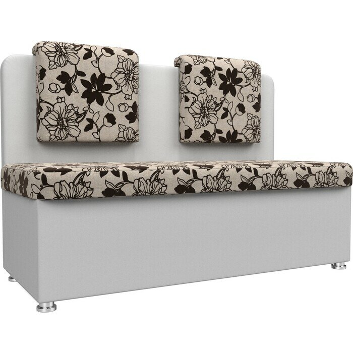 фото Кухонный прямой диван АртМебель Маккон 2-х местный рогожка на флоке экокожа белый