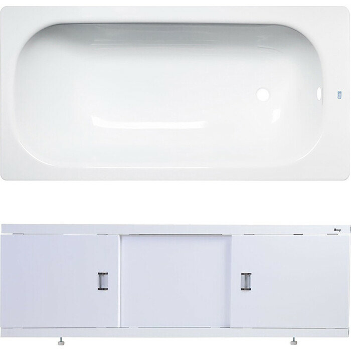 фото Ванна стальная ВИЗ Donna Vanna 170x70 с экраном Emmy Виктория и ножками, белая орхидея