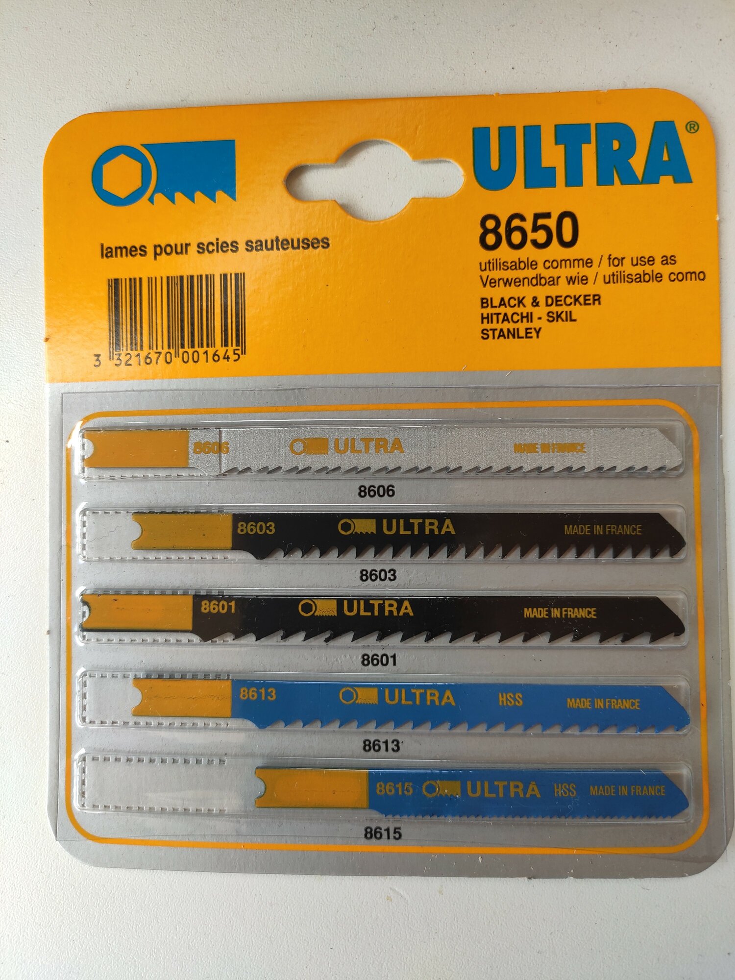 Пилки для лобзика Ultra 8650 5 шт. Франция грубый, точный, чистый рез, Металл, дерево, пластмасса