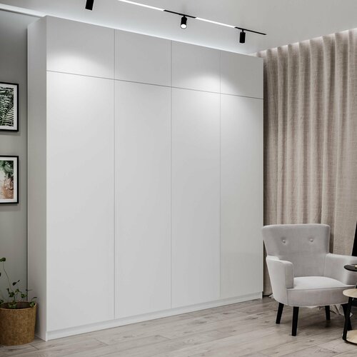 Шкаф распашной Фарелл 40 в прихожую, ЛДСП Белый матовый, 200х40х230 см