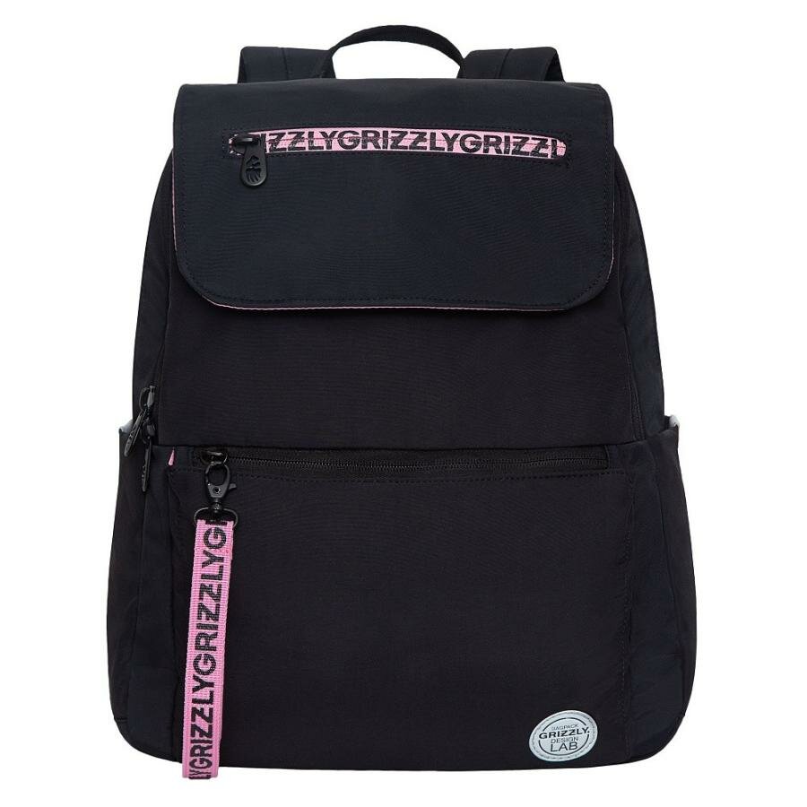 Рюкзак молодежный GRIZZLY с карманом для ноутбука 13", потайным карманом, клапан, для девочки, женский RXL-325-2/4