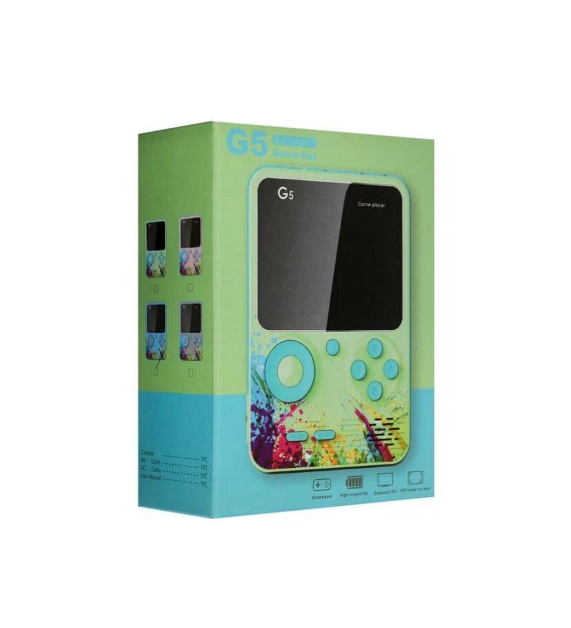 Портативная игровая приставка с зеленым экраном 3" и 500 играми blue
