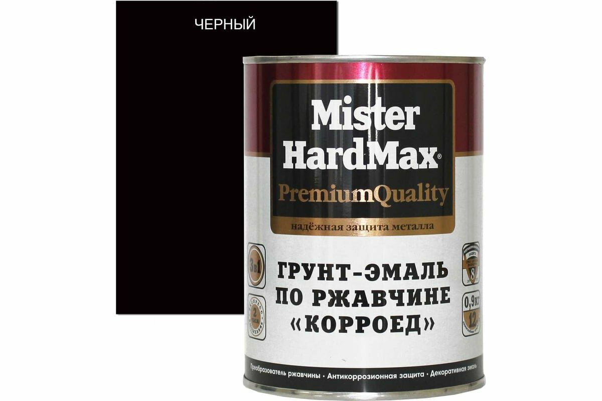фото HardMax грунт-эмаль ПО ржавчине корроед черная БАН 1,9 КГ . 4690417070954