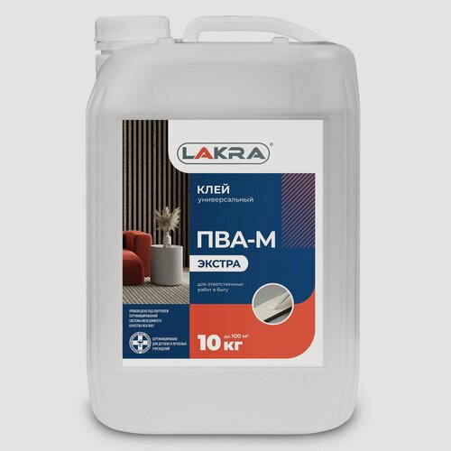 Изображение товара Клей Лакра ПВА-М экстра, для дерева, мебели, внутренних работ, морозостойкий, 10кг