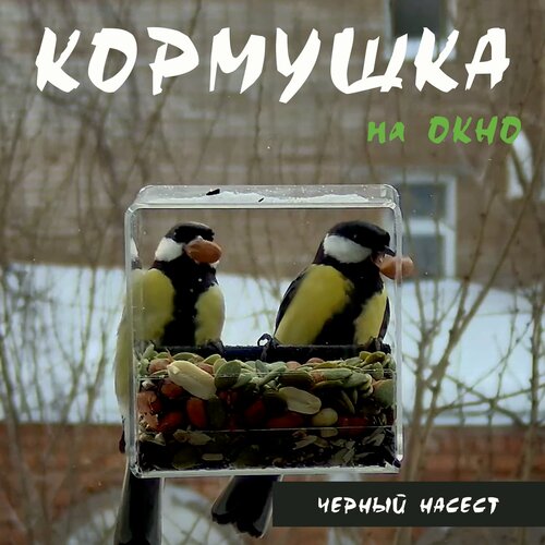Кормушка для птиц на окно прозрачная TV 70 Черный насест