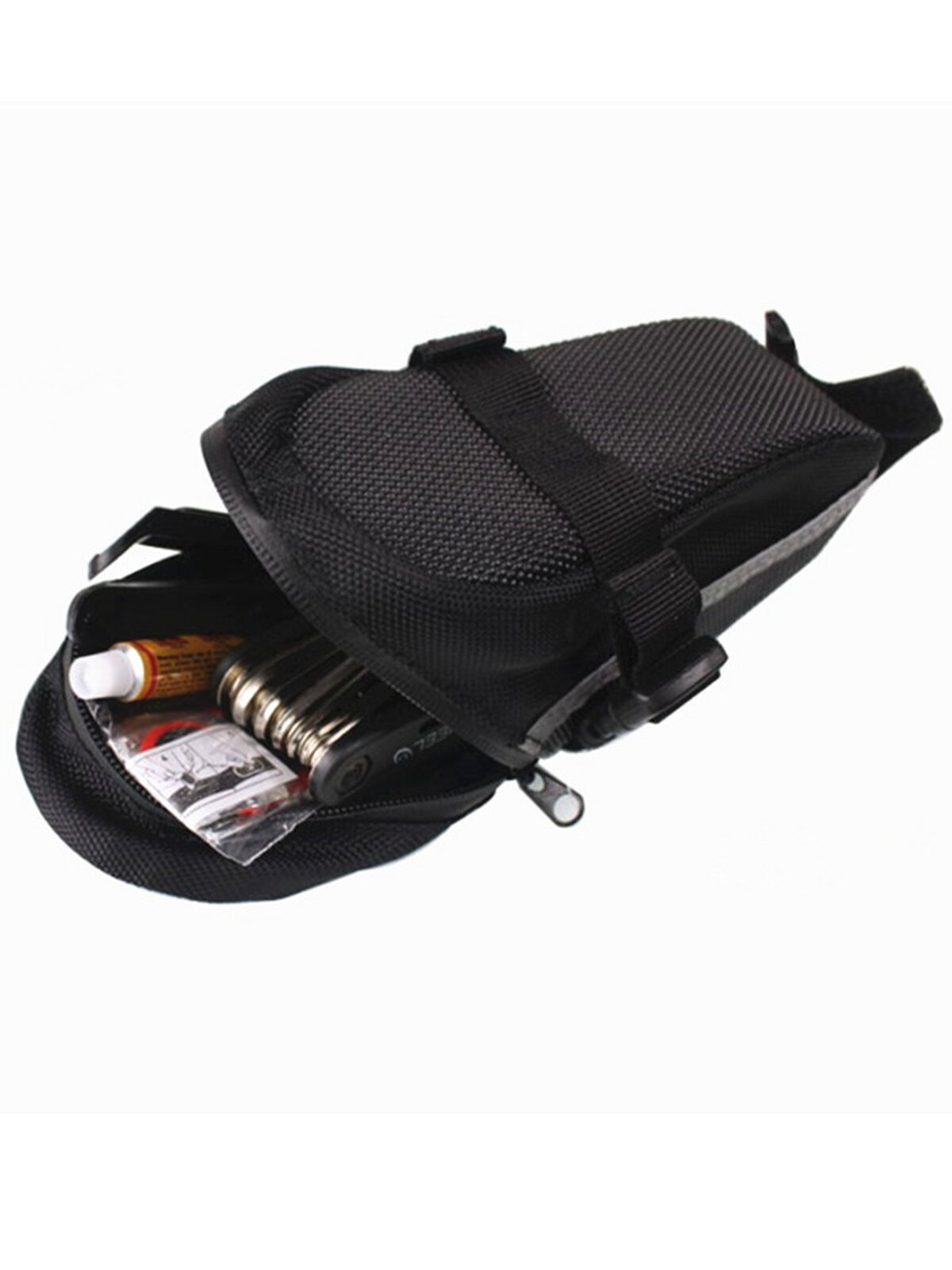 Велосипедная сумка, крепление под седло, светоотражатели, 2 л, черная — фото 1