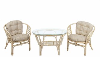 Комплект из натурального ротанга Багама с овальным столом, подушки бежевые, цвет натуральный