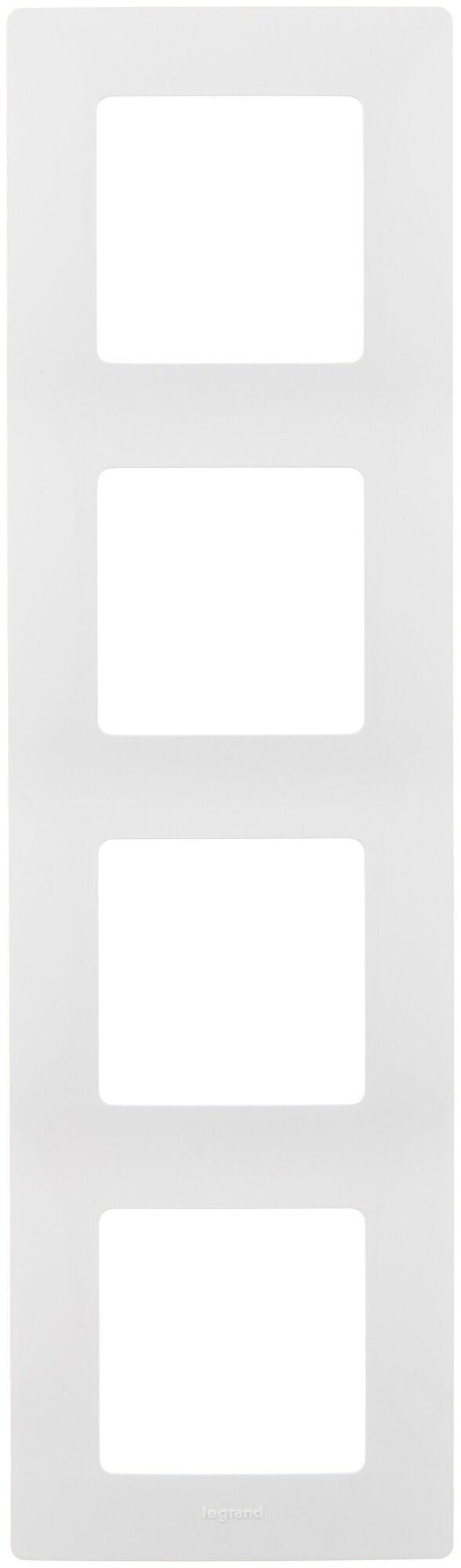 Рамка Legrand 672504, Etika, 4 поста, белая, глянцевое покрытие