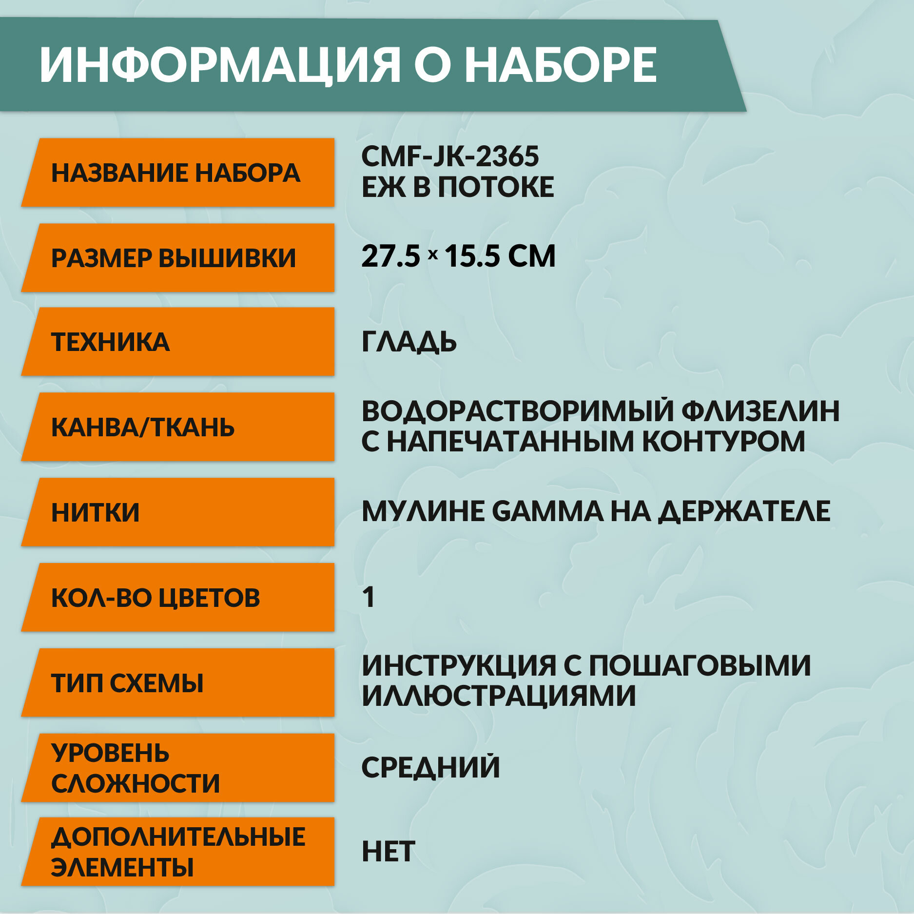 Набор для вышивания PANNA Союзмультфильм CMF-JK-2365 "Еж в потоке" 27.5 х 15.5 см — фото 1