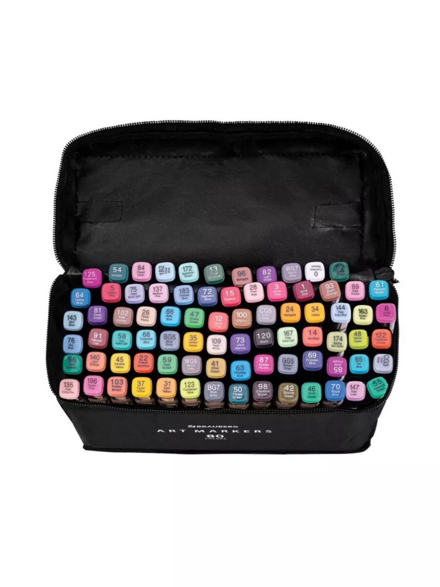 Набор маркеров BRAUBERG "Для скетчинга", двусторонние, треугольные, 80 штук — фото 1