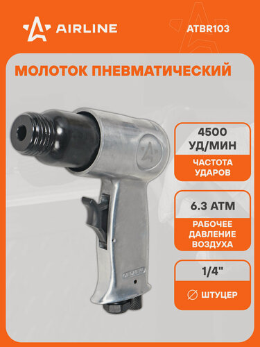 Изображение товара Молоток пневматический МП1, 4500 уд/мин с оснасткой 9 пр, кейс ATBR103 AIRLINE