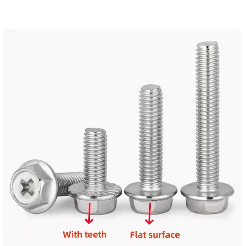 Болты фланцевые нержавеющая сталь M3-M8 5-60мм, With teeth, M5-5pcs, 8mm