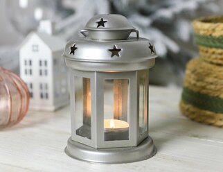Подсвечник-фонарь готтлиб, металл, серебряный, 15 см, Koopman International A67100120