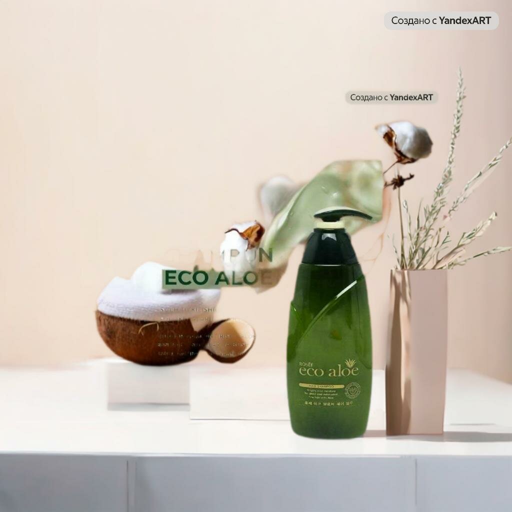 Шампунь для волос ROSEE Eco Aloe , с экстрактом алоэ, для всех типов волос 760мл
