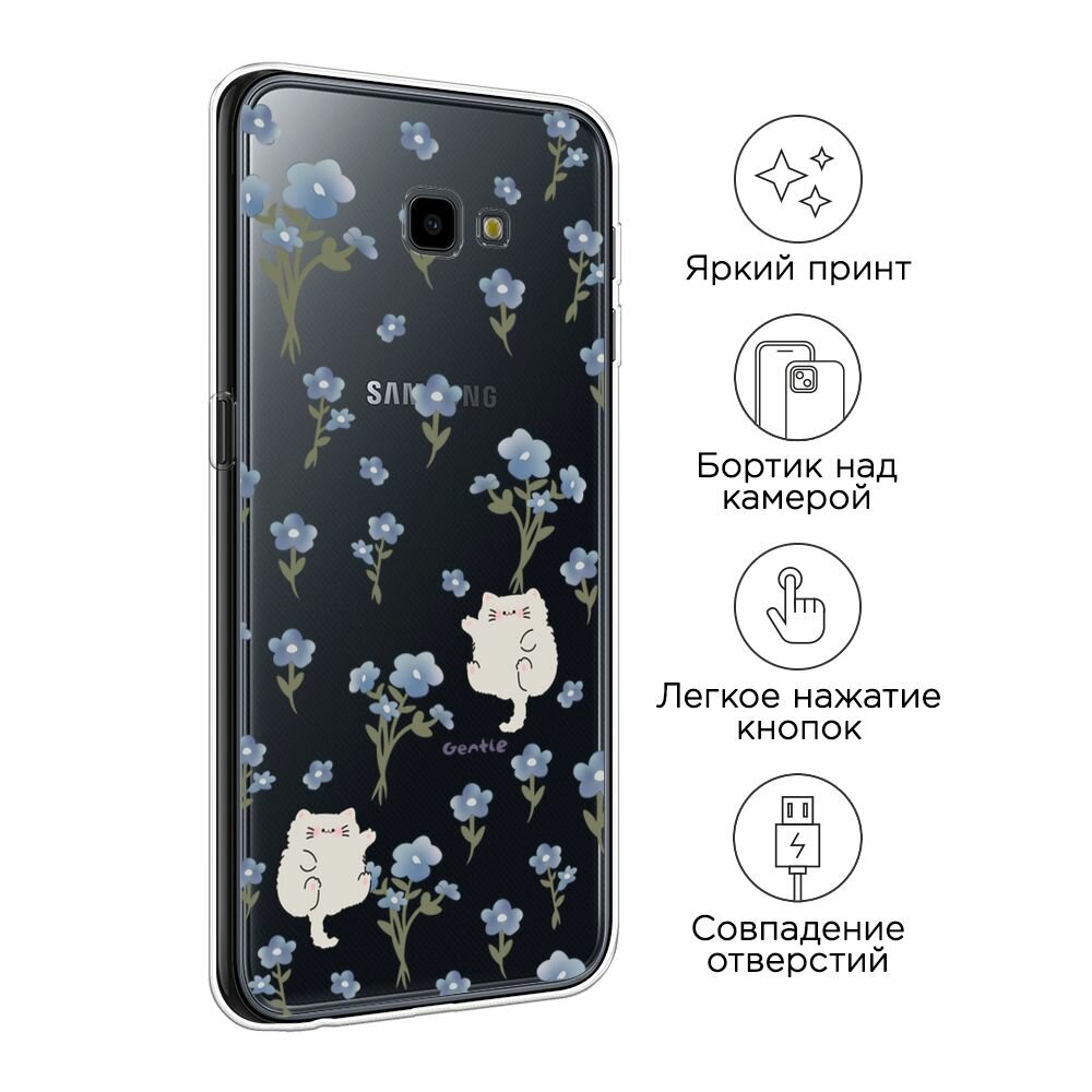 Чехол на Samsung Galaxy J4 Plus 2018 / Самсунг J4 Plus 2018 с принтом "Gentle cats", прозрачный — фото 1