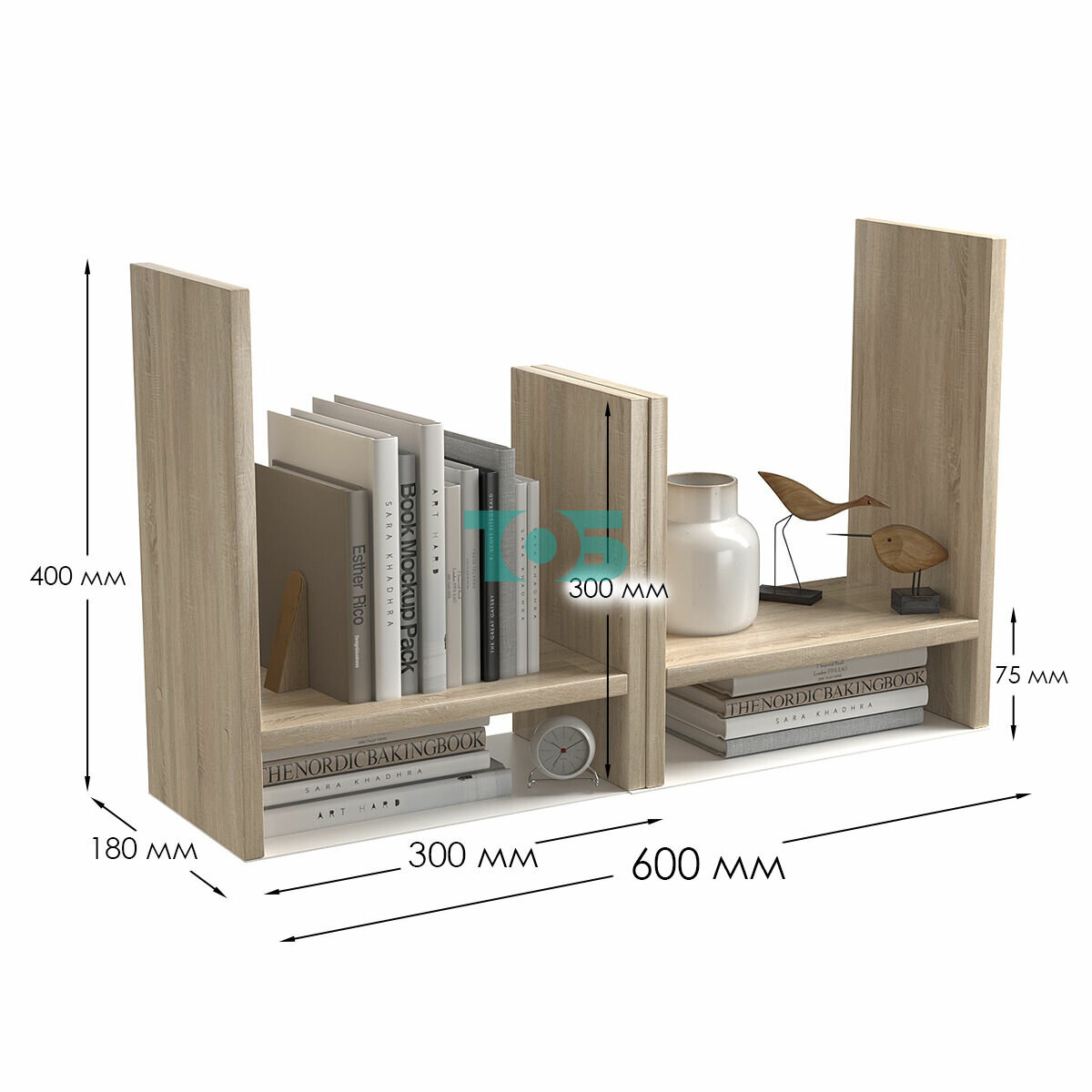 Полка настольная Вектор №1А, Дуб Сонома — фото 1