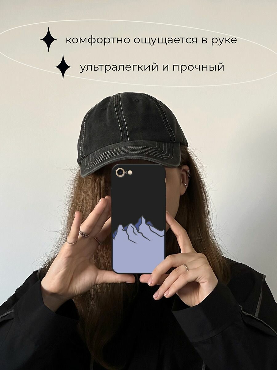 Черный матовый чехол на Apple iPhone 7 / Айфон 7 с принтом "Гора" — фото 1