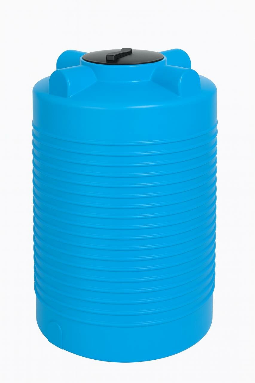 Емкость Ирпласт ЭВЛ  500л  круглая  голубая  крышка 350мм   нижний слив