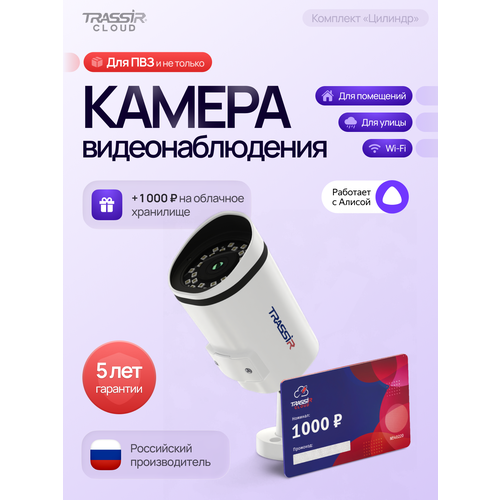 Комплект TRASSIR TR-D2151IR3 2.8 + 6 месяцев записи архива в облако.
