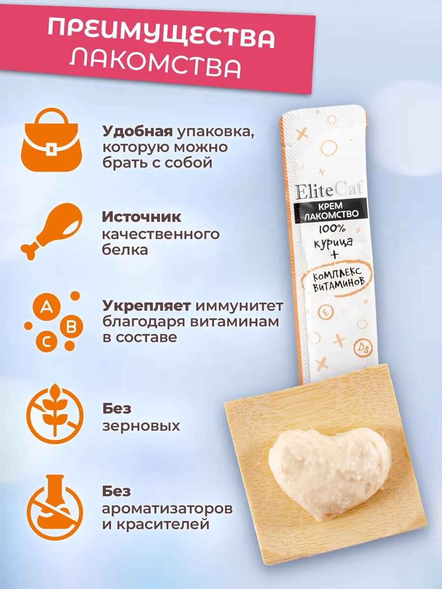 Изображение Крем-лакомство для кошек, курица, 4х12гр