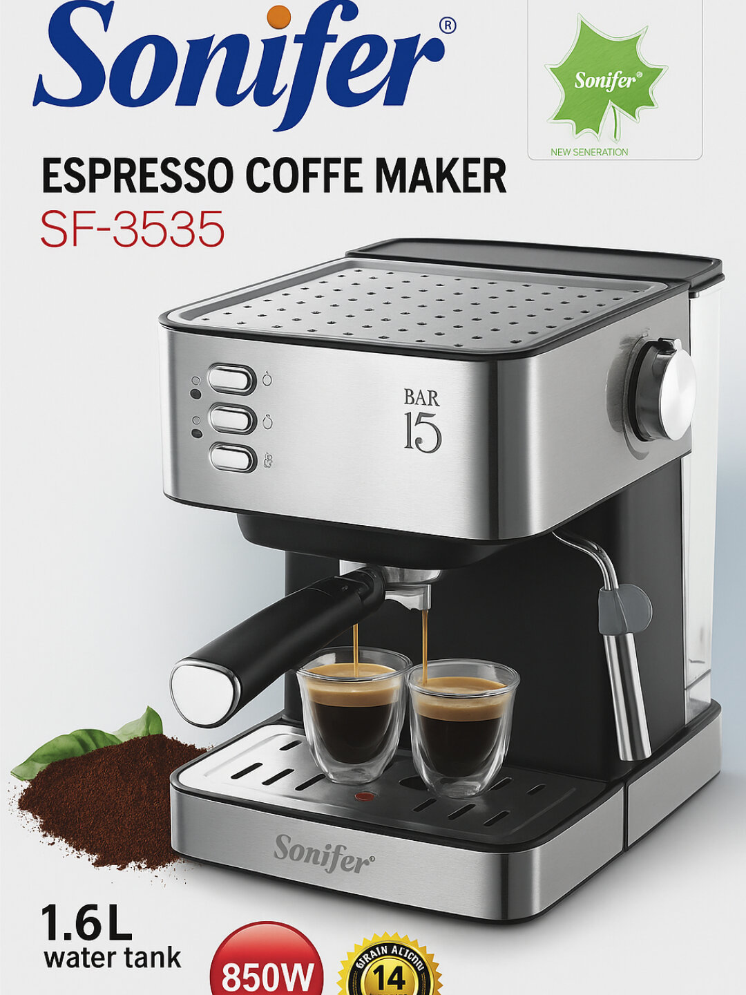 Sonifer SF-3535 Barista Pro – 15 Бар, 1,6 Л, идеальный эспрессо каждый день