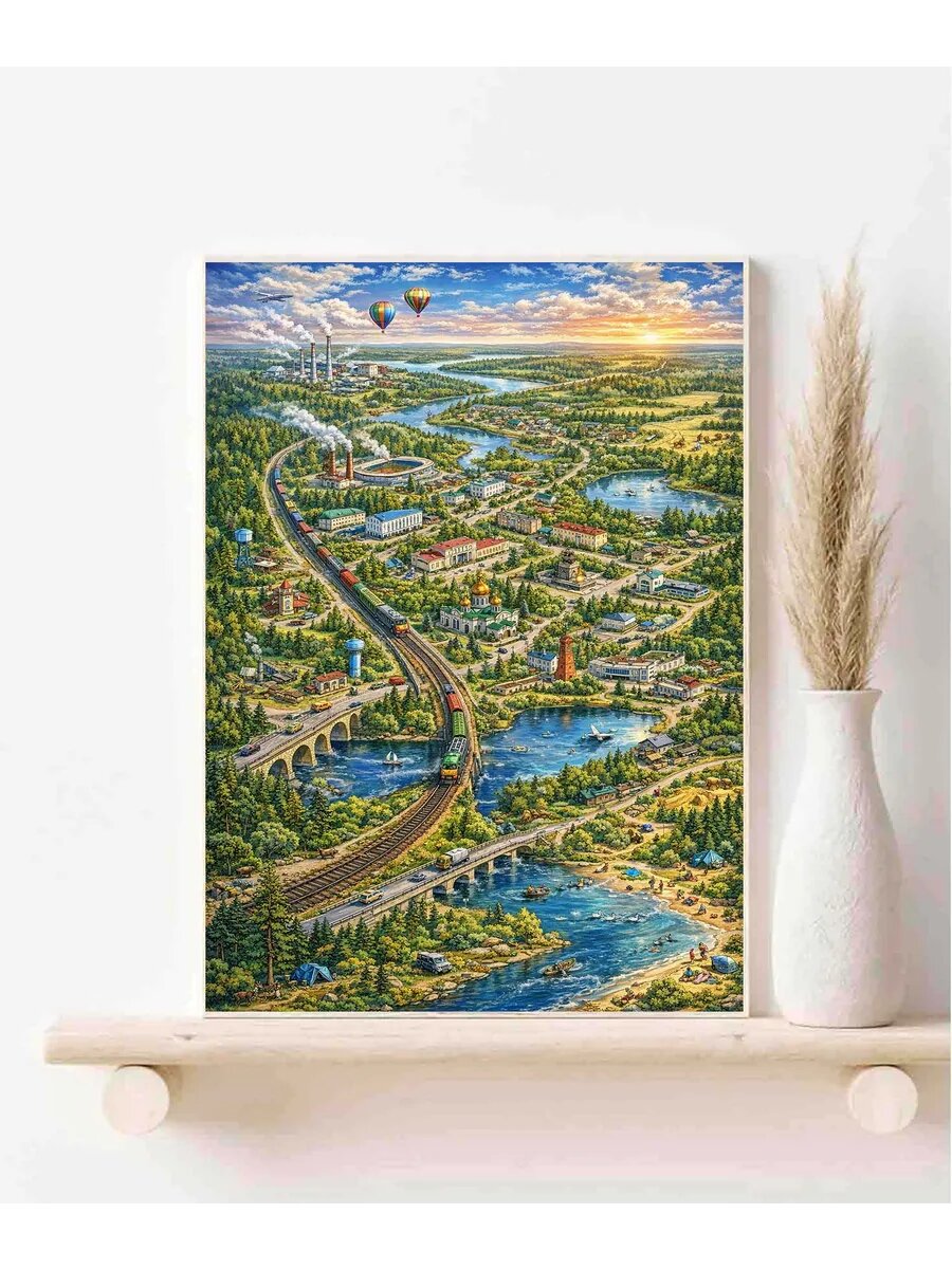 Шарья, Россия, Fantasy Map, Карта, Плакат 30x42см