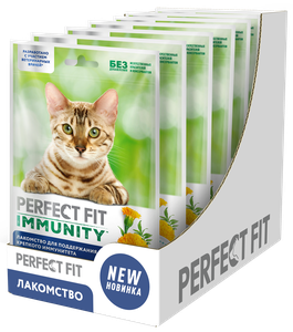 Perfect Fit Immunity лакомство для кошек, для иммунитета, курица и экстракт бархатцев (7шт в уп) 50 гр