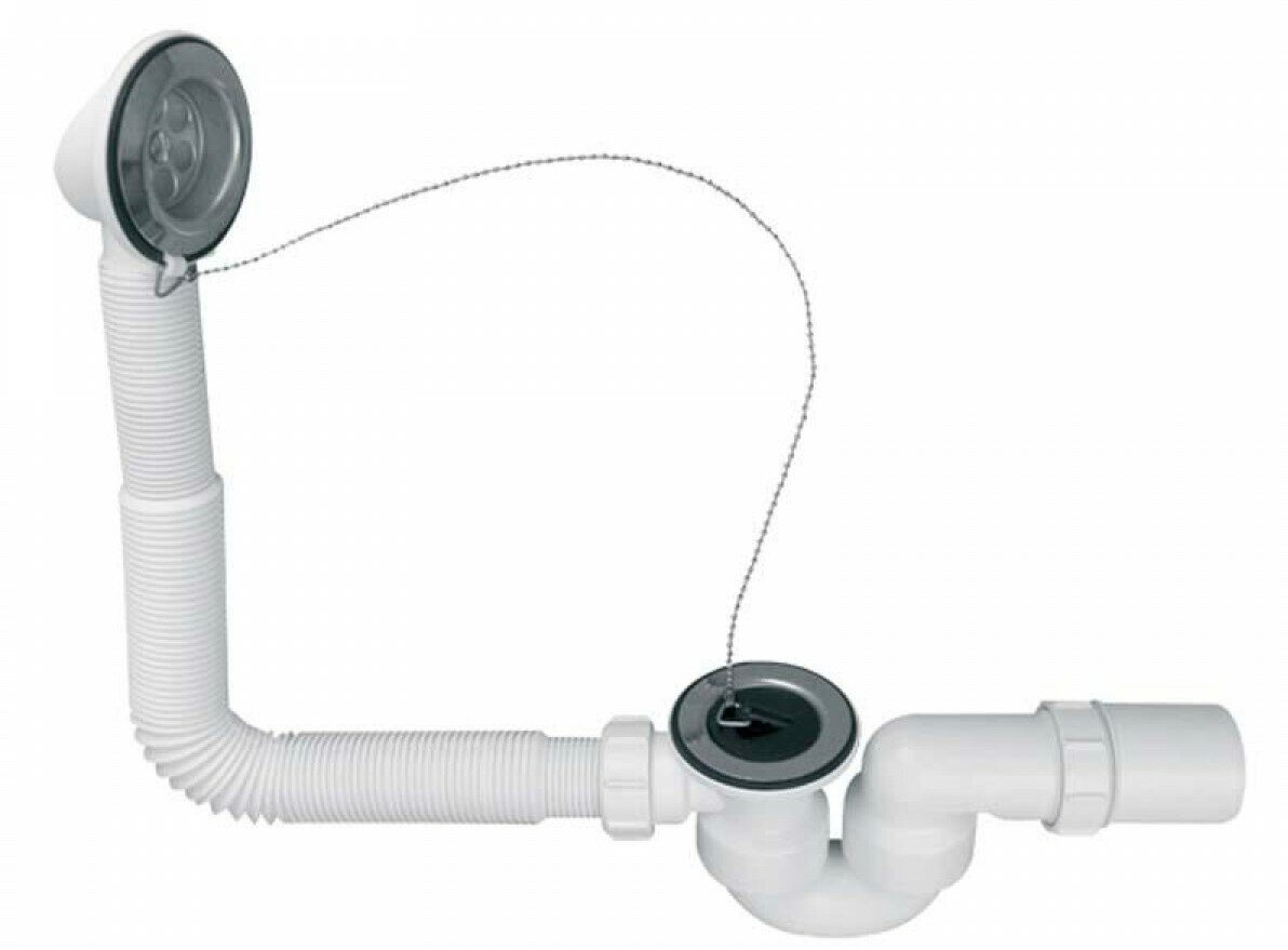 Перелив для ванны 1.1/2-40/50 металлические решетки, цепочка, McAlpine MRB1