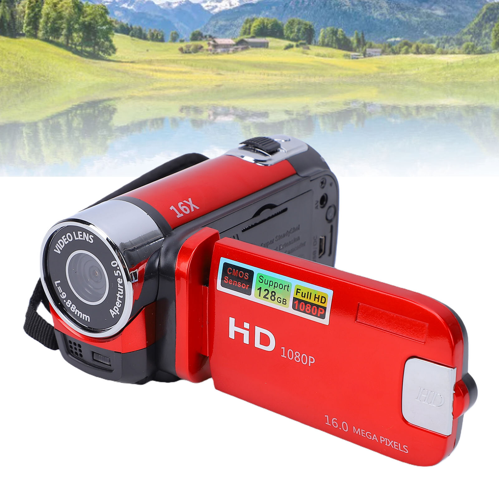 Видеокамера цифровая Full HD, 16X, с поворотом на 270°, с аудиозаписью, для дома и путешествий