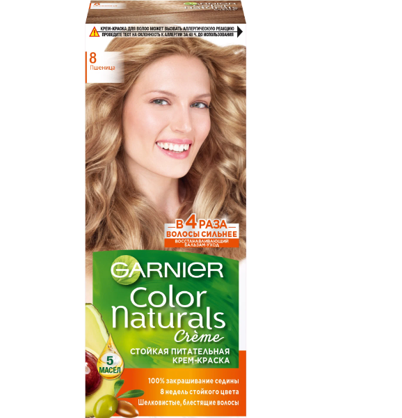 GARNIER Color Naturals стойкая питательная крем-краска для волос, 8, Пшеница.