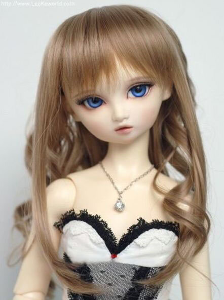 DollGa Wig LR-032_M-P (Парик с локонами и прямой чёлкой светлый блонд размер 8-9 дюймов для БЖД кукол)