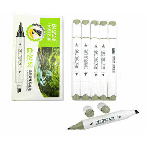 Скетч-маркер CC-22/BG010 BAOKE коричневый Овальный 2х ст (острый+ скош) (6/6/6)