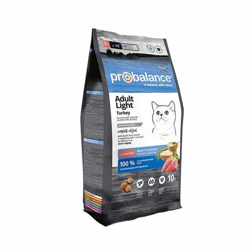 Корм сухой ProBalance Adult Light индейка для малоактивных кошек при склонности к избыточному весу (10 кг)