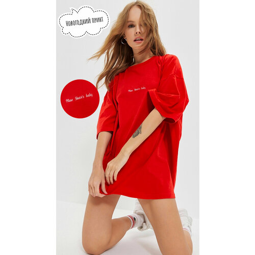 Футболка размер One size 40-54, красный