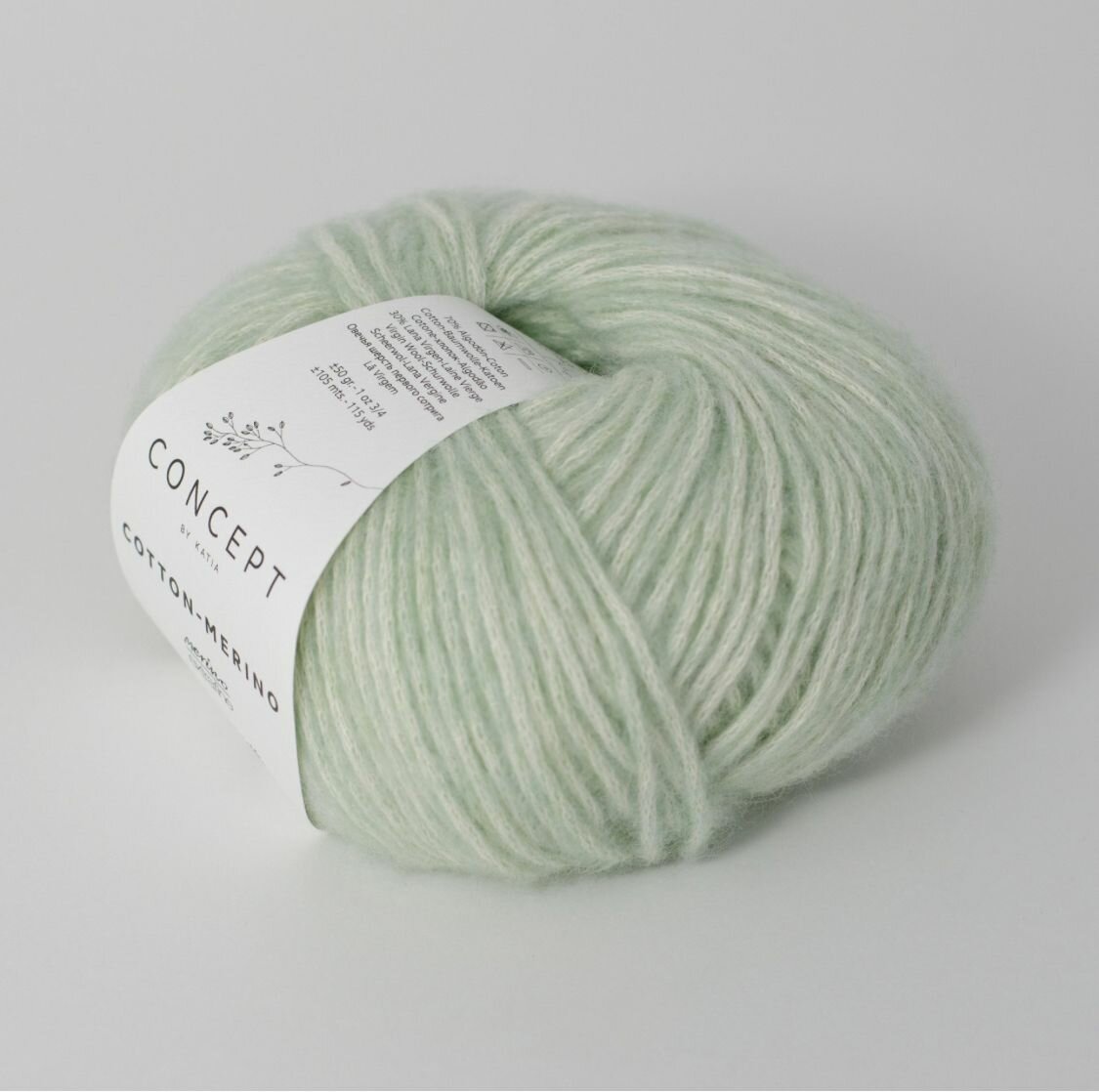 Пряжа для вязания Katia Concept Cotton-Merino цвет 132 зеленый пастель