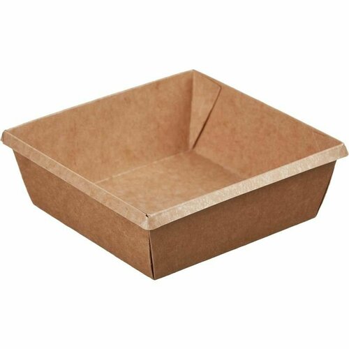 Бумажный контейнер OneClick для салатов, для второго 550 мл коричневый 130×130×45 мм, 400 штук в упаковке)