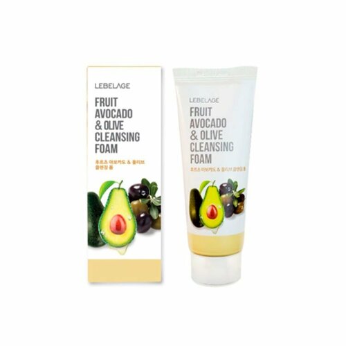 Пенка для лица очищающая с экстрактами авокадо и оливы LEBELAGE FRUIT AVOCADO&OLIVE CLEANSING FOAM 100 мл