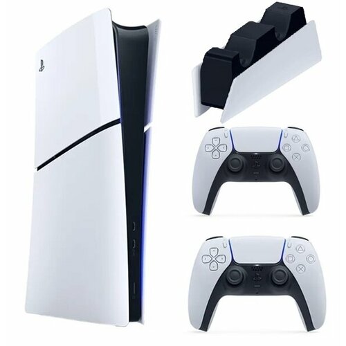 Игровая консоль PlayStation 5 Slim без дисковода 1 ТБ два геймпада зарядная станция 8865000₽