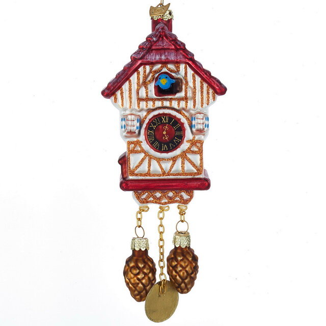 Kurts Adler Стеклянная елочная игрушка Часы - Cuckoo Clock 13 см, подвеска NB1374