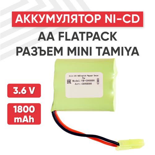 Аккумуляторная батарея (АКБ, аккумулятор) AA Flatpack, разъем Tamiya Plug, 1800мАч, 3.6В, Ni-Cd