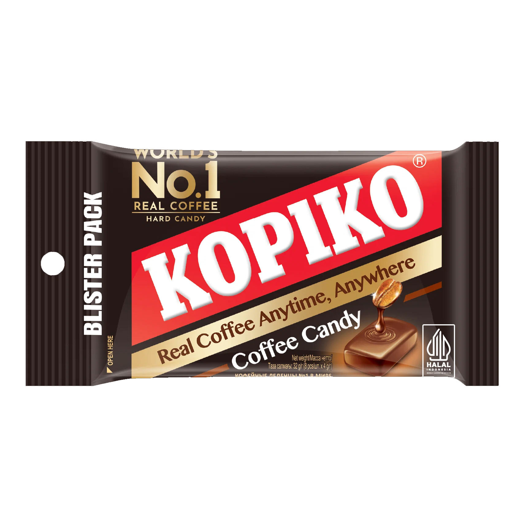 Kopiko Coffee Candy 32г, 2 блока х 12 блистеров, Леденцы со вкусом кофе от Копико