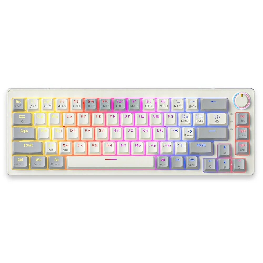 Клавиатура игровая проводная VOROTEX K680 Yellow Switch, русская раскладка (Кремовый, серый)