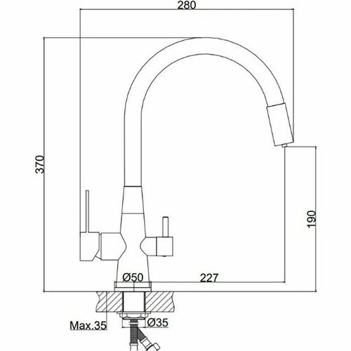 смеситель для кухни haiba hb76816 7 с гибким силиконовым изливом подключением фильтра питьевой воды черный Смеситель для кухни с переключением на питьевую воду Haiba хром HB76858-3