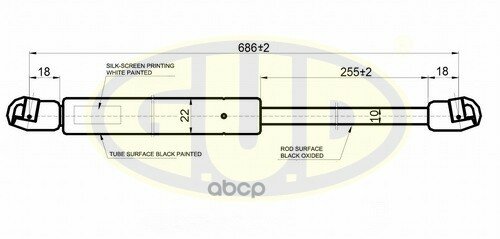 Амортизатор Багажника Амортизатор Багажника Vw Transporter T4 07/92- 830N L=686/255Mm G.U.D арт. GGS020561