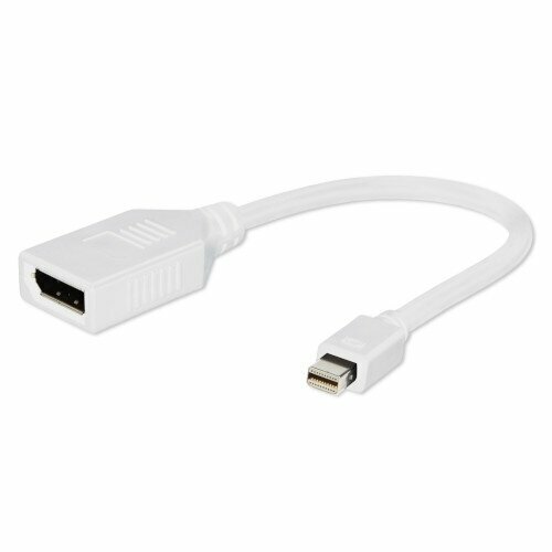 Переходник Mini DisplayPort (M) -> DisplayPort (F), Cablexpert, белый (A-mDPM-DPF-001-W) переходник minidisplayport displayport cablexpert a mdpm dpf 001