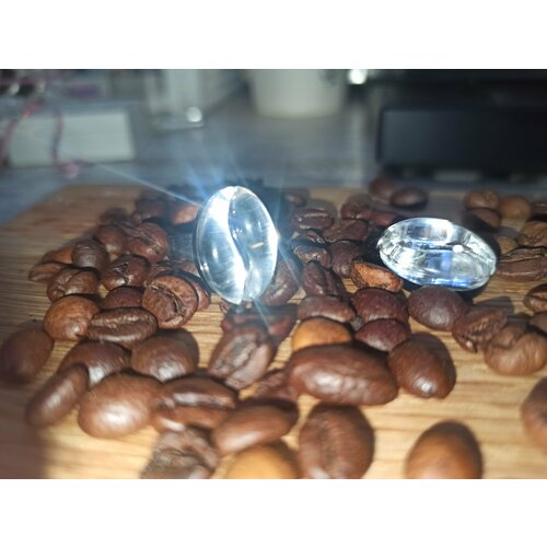 Кольцо Зернышко кофе, эпоксидная смола, белый, серебряный