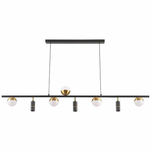 Подвесная люстра Crystal Lux CLT 047C8 L1400 BL-GO, Стекло/Белый, Алюминий/Черный, Модерн, В гостиную, Шар белый